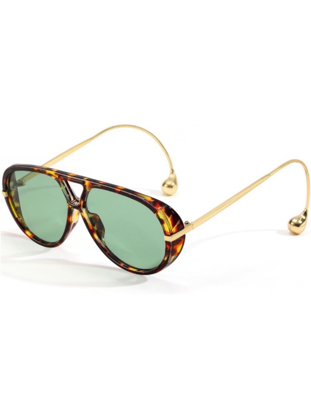 Tortoiseshell Aviator Sunglasses With Green Lenses - Classic New